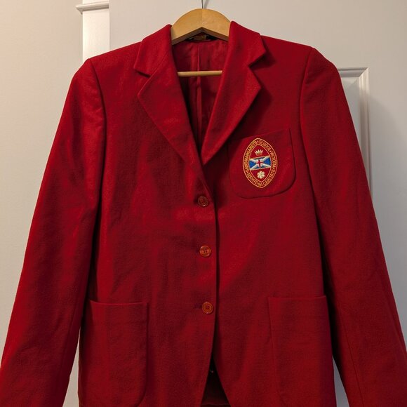 Vintage VTG 90s red wool school blazer collegiate Y2K cosplay - Picture 2 of 7